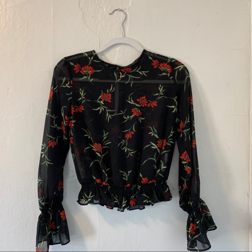 sheer floral shirt